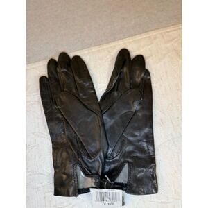 NWT Vintage Crescendoe Black Leather Dress Gloves 7.5 Silk Lined Deadstock NOTE